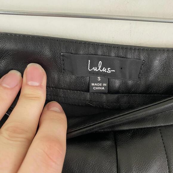 LULUS black high rise leather straight leg pants - Picture 2 of 6